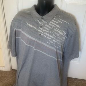 Men’s used Grey Ben Hogan grey striped polo golf shirt size 2XL